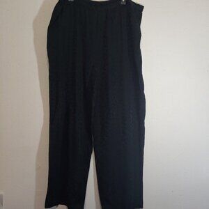 Eileen Fisher Jacquard Print 100% Silk Wide Leg pant Pull-on Size Large